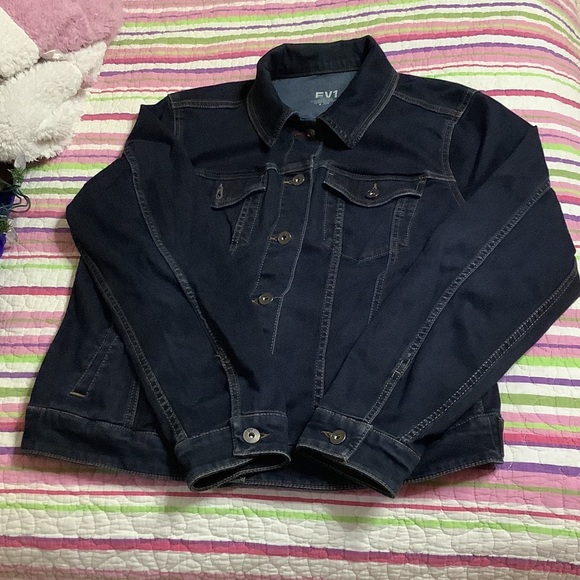 Women's Dark Wash Denim Jacket with Love Flag - Picture 2 of 5